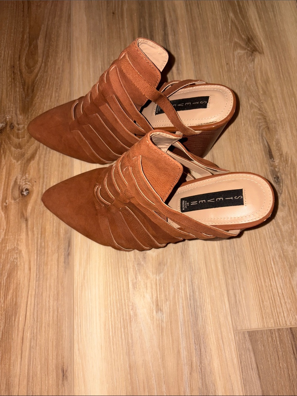 Steve Madden Cognac Suede Pointed-Strap Mule
